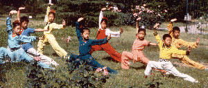 a group of kids practicing together