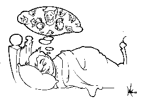  a cartoon of a person dreaming of getting rich
